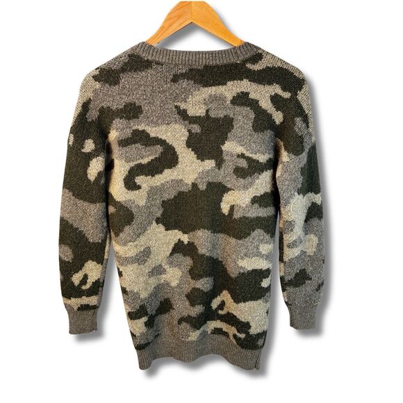 Lucky Brand Wool Blend Camouflage Cardigan Sweater Small Green Button Up Soft - Picture 4 of 11